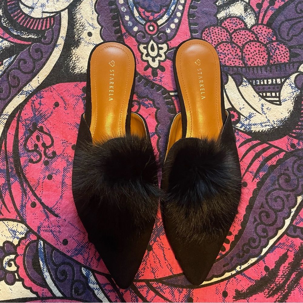 Starkela Black Fur Women's Mules